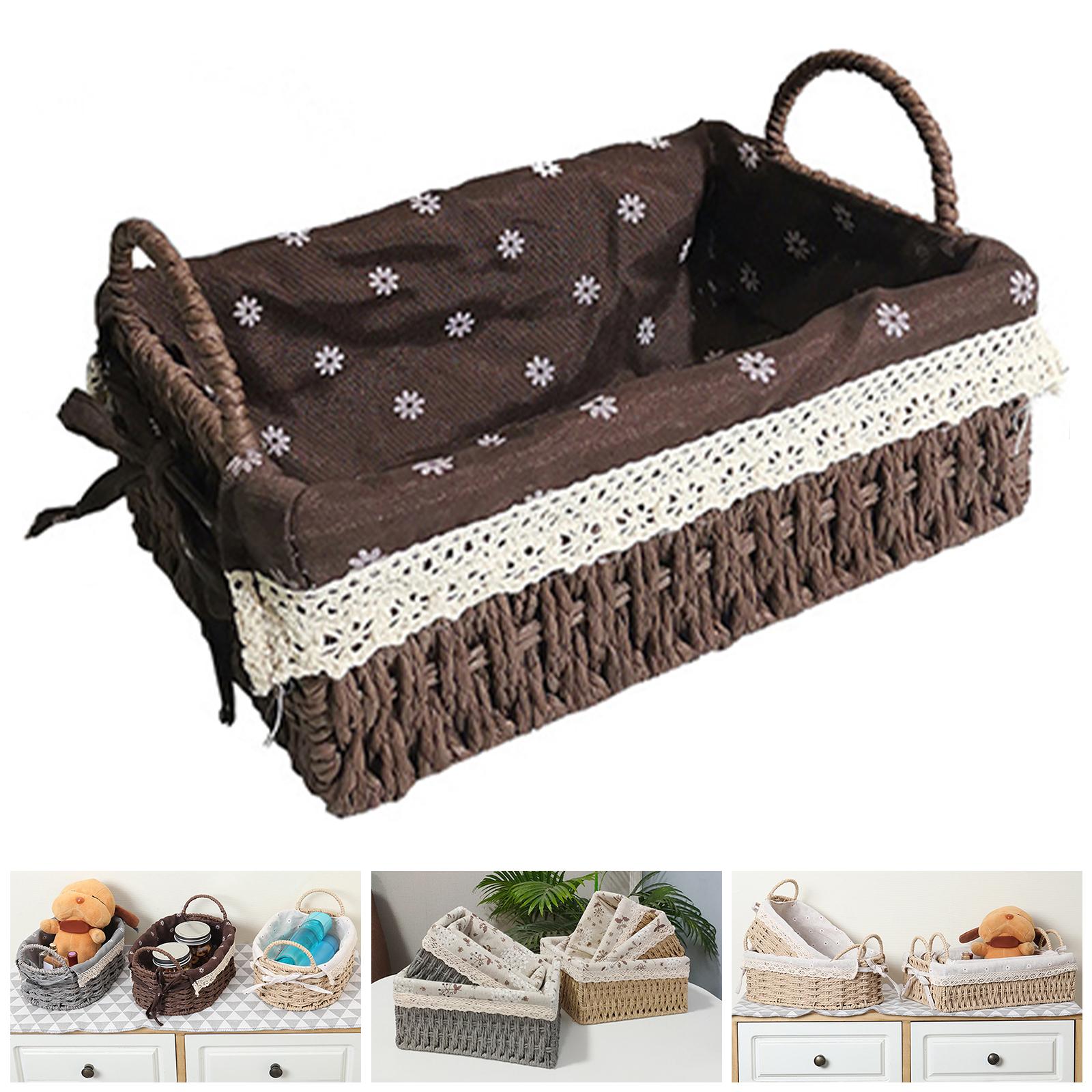Multipurpose Rattan Storage Basket Household Items for Tabletop Kitchen brown B