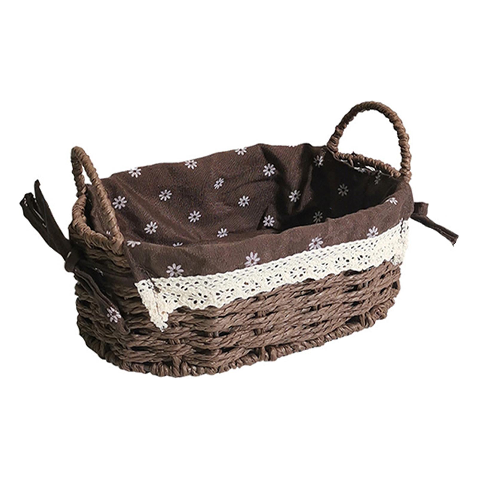 Multipurpose Rattan Storage Basket Household Items for Tabletop Kitchen brown C