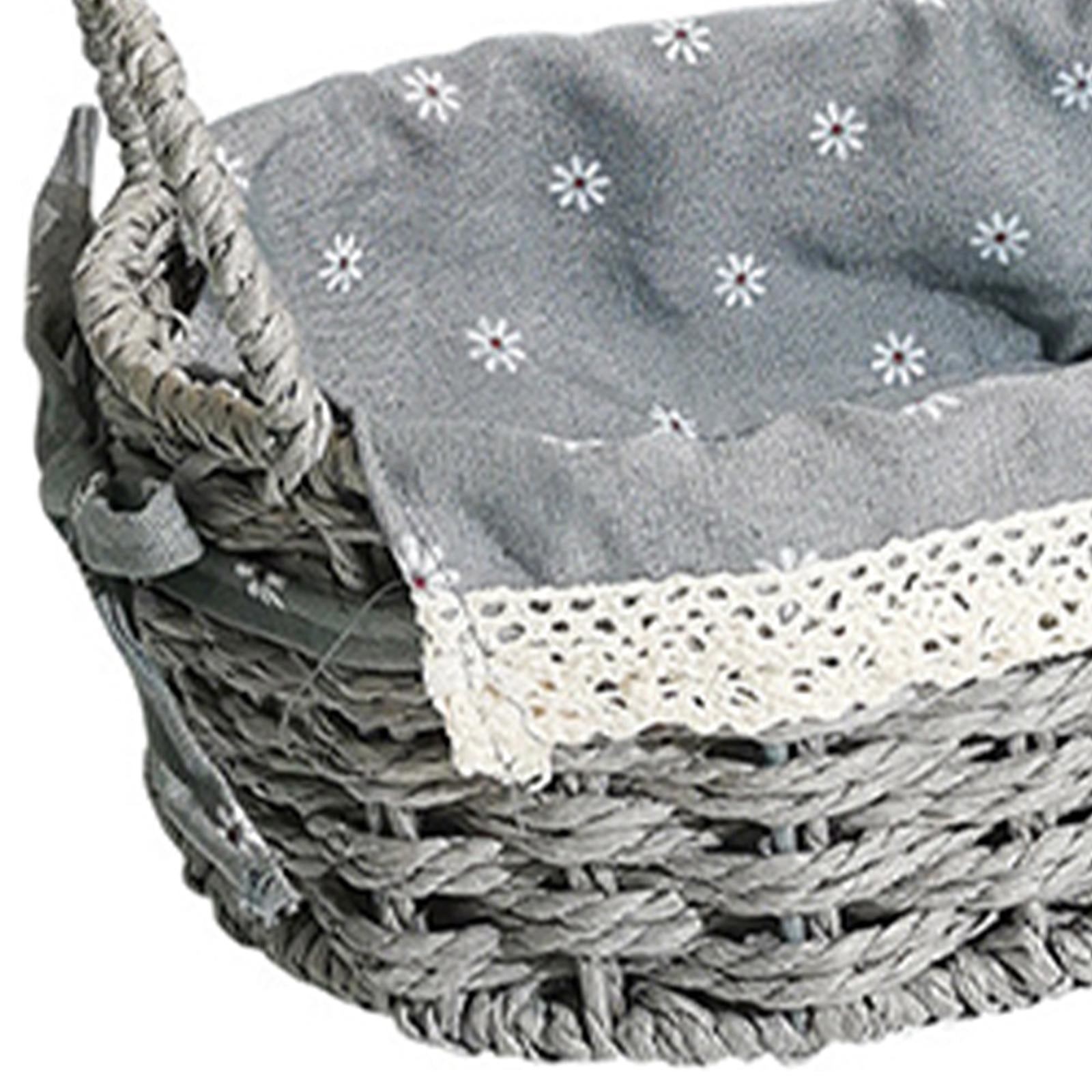 Multipurpose Rattan Storage Basket Household Items for Tabletop Kitchen medium grey C