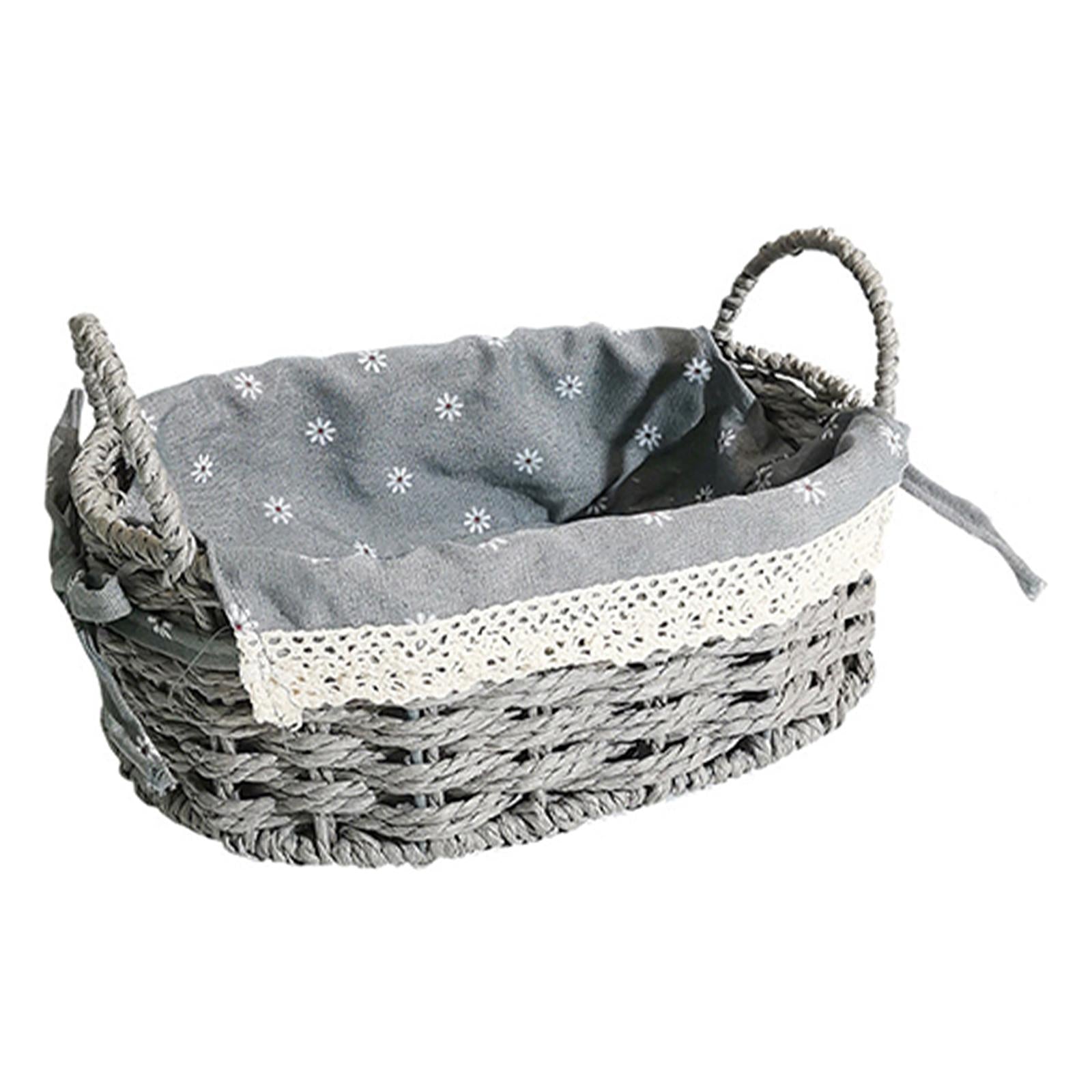 Multipurpose Rattan Storage Basket Household Items for Tabletop Kitchen medium grey C