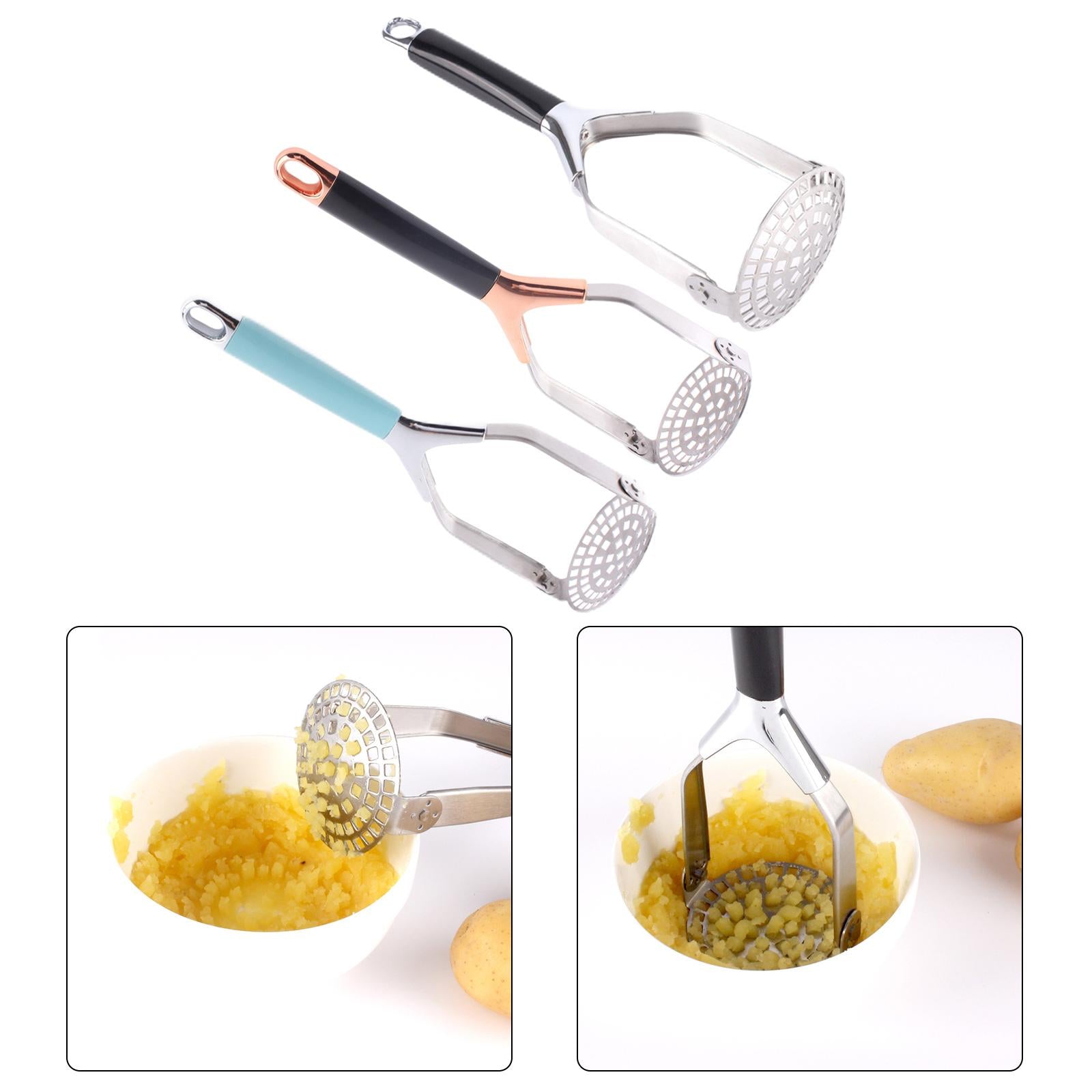 Potato Masher Potato Kitchen Tool for Banana Bread Potato Fruit Blue Silver