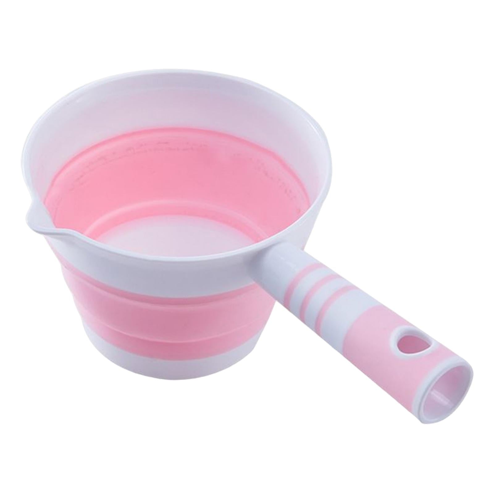 Folding Kitchen Water Ladle Hair Washing Water Scoops Kitchen Bathroom Pink