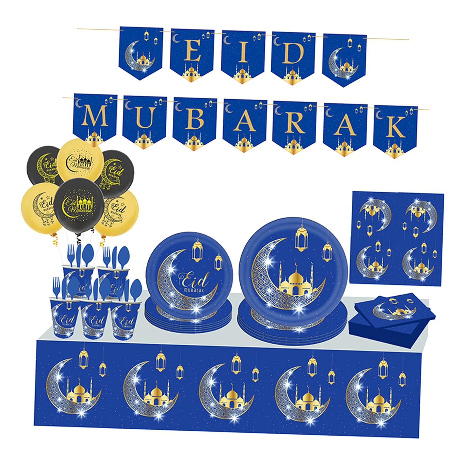 Disposable Eid Mubarak Cutlery Set Decorations Spoon Knives Fork for Party