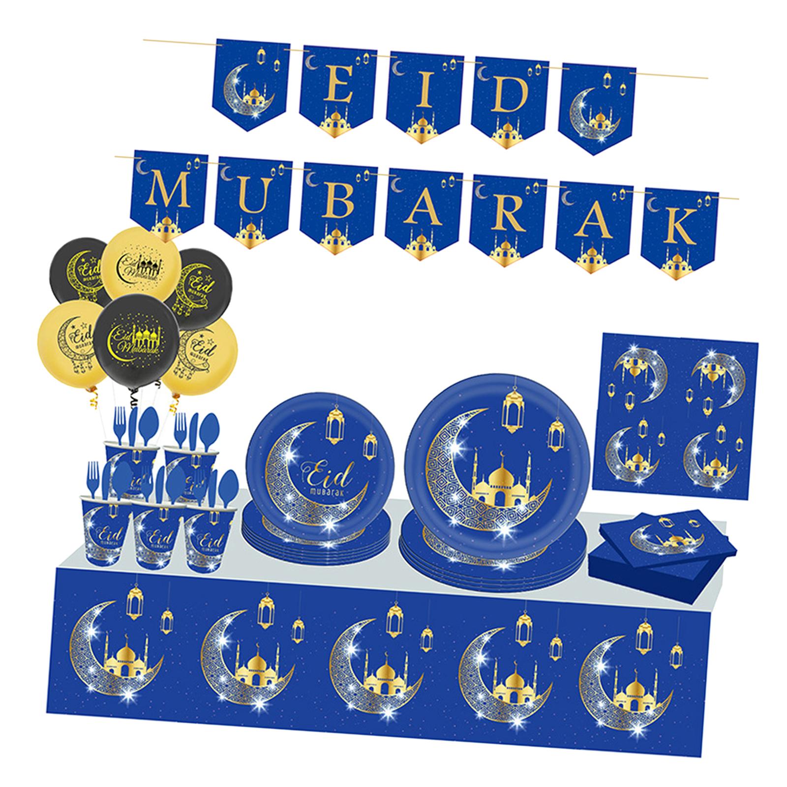 Disposable Eid Mubarak Cutlery Set Decorations Spoon Knives Fork for Party