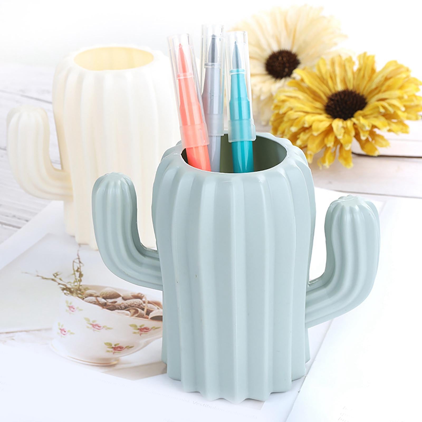 Cactus Pencil and Pen Holder Stationery Organizer for Home Desk Supplies Pink