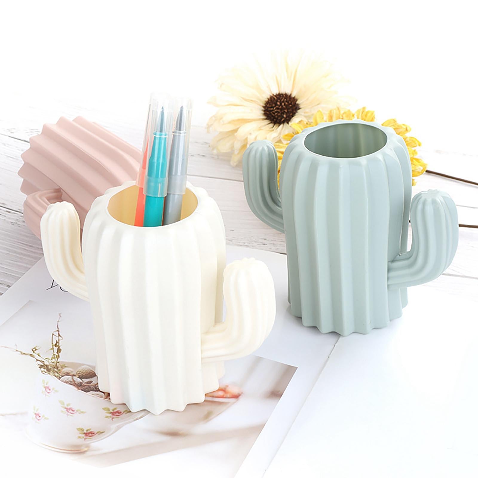 Cactus Pencil and Pen Holder Stationery Organizer for Home Desk Supplies Pink