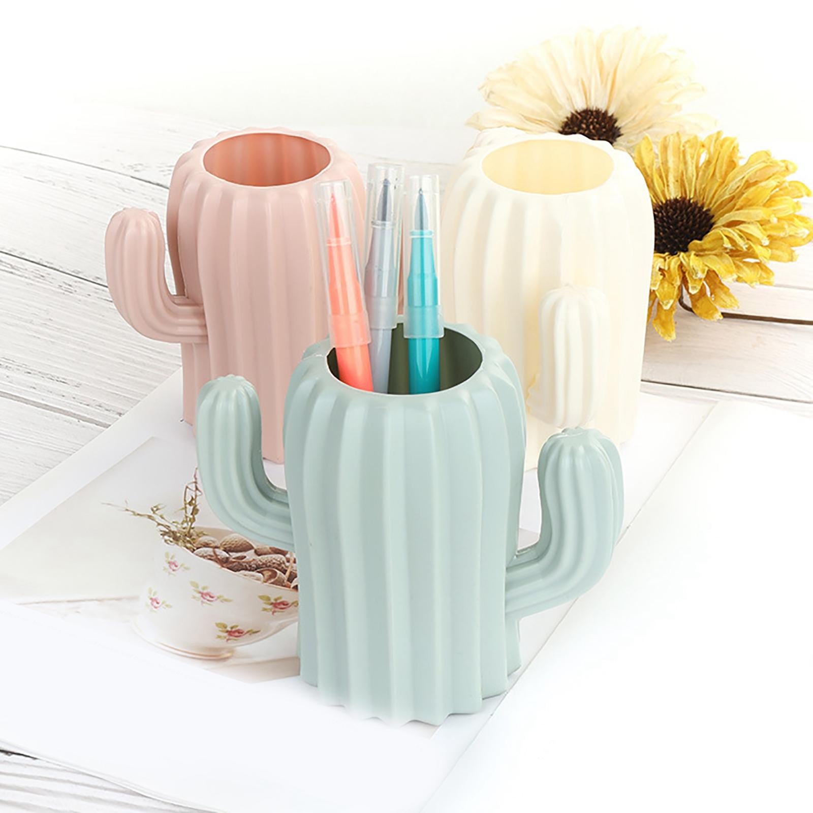 Cactus Pencil and Pen Holder Stationery Organizer for Home Desk Supplies Pink