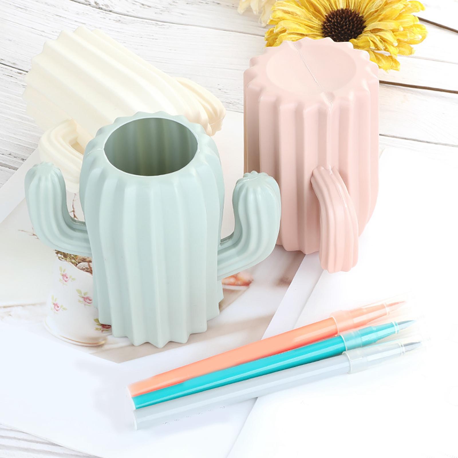 Cactus Pencil and Pen Holder Stationery Organizer for Home Desk Supplies Pink