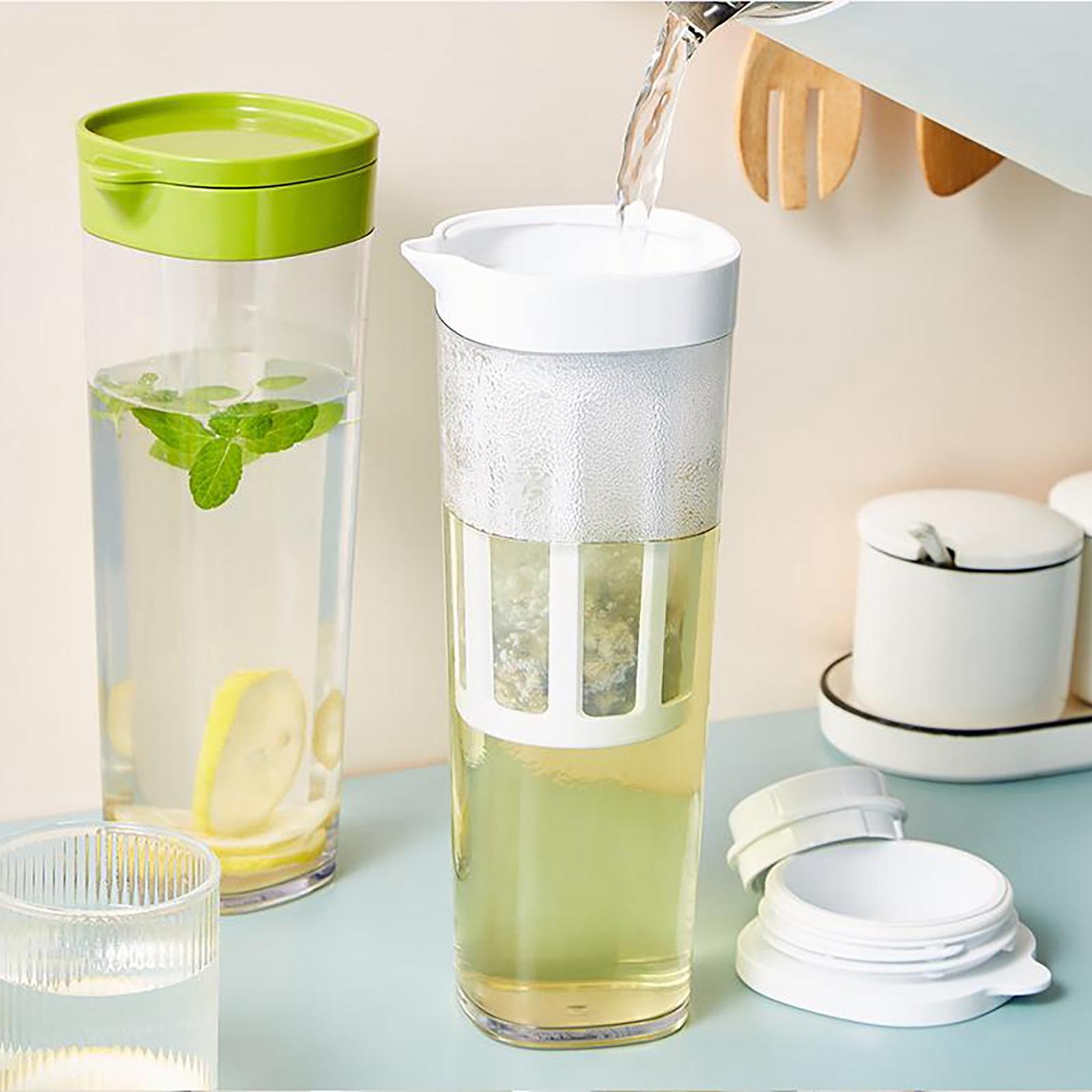 Beverage Water Jug Leak Free Fridge Teapot BPA Free for Cold Brew Iced Tea White
