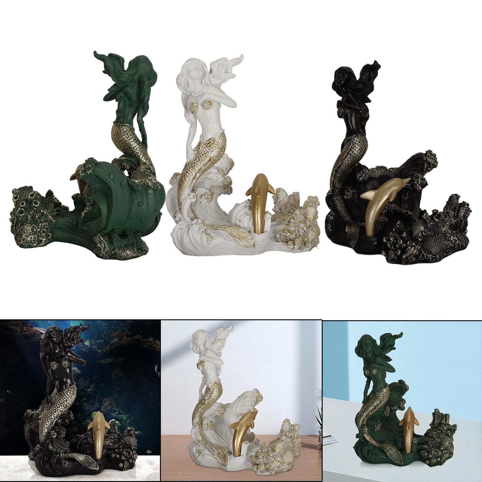 Antique Look Mermaid Wine Rack Mermaid Statues for Countertop Home Gifts Green