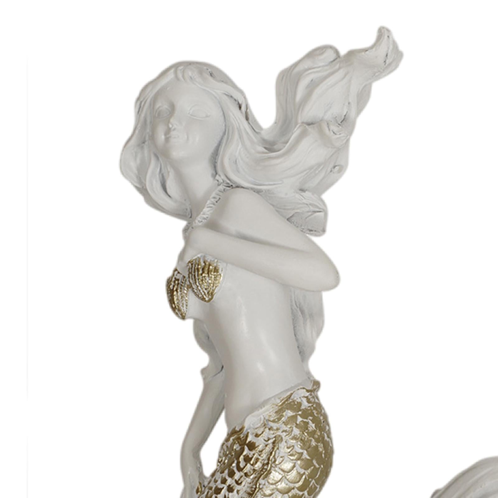 Antique Look Mermaid Wine Rack Mermaid Statues for Countertop Home Gifts White