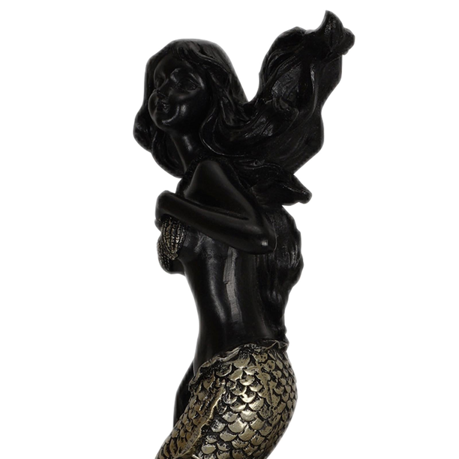 Antique Look Mermaid Wine Rack Mermaid Statues for Countertop Home Gifts Black