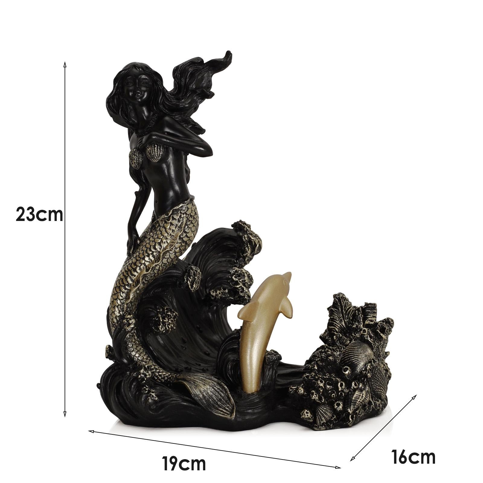 Antique Look Mermaid Wine Rack Mermaid Statues for Countertop Home Gifts Black