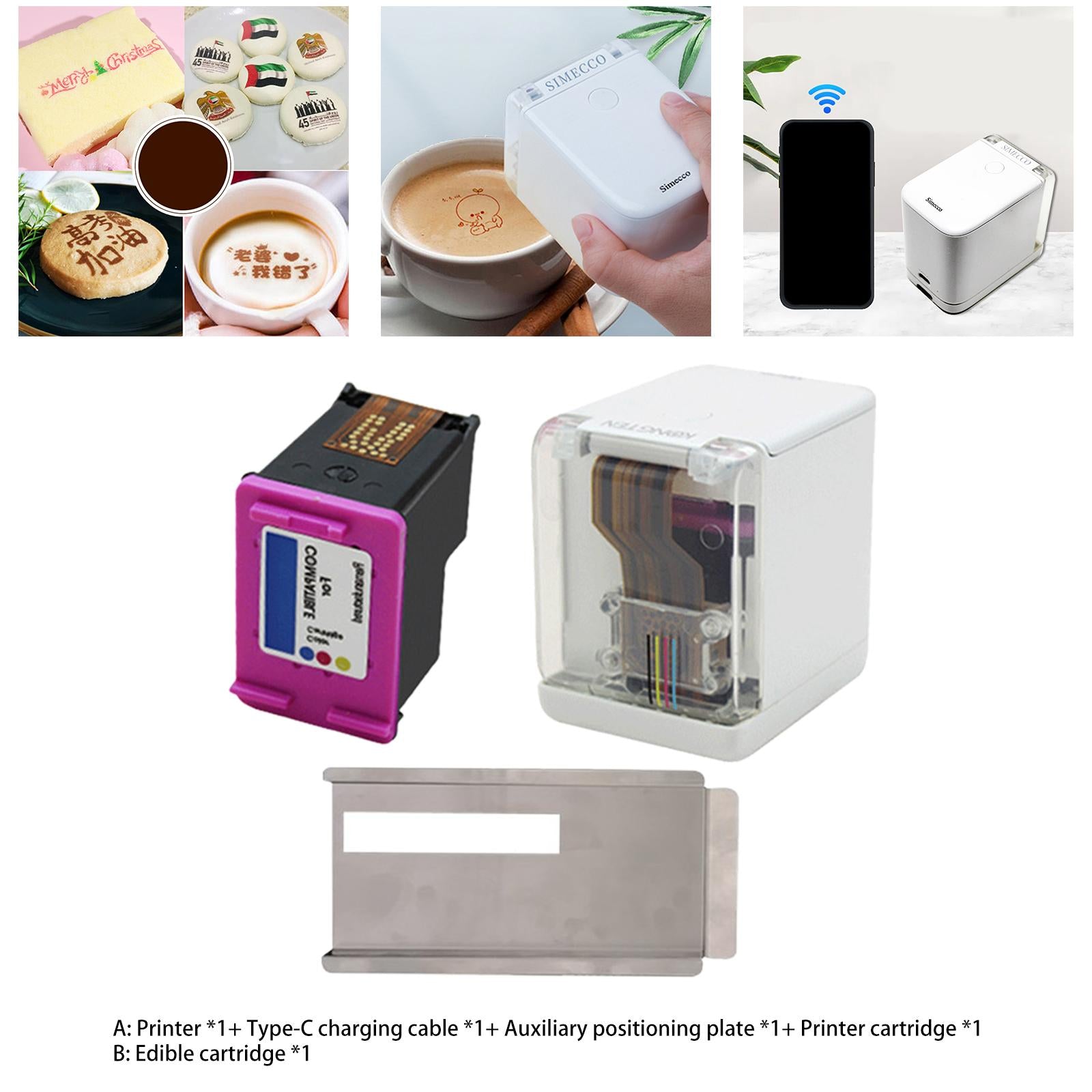 Handheld Mini Edible Ink Portable Jet Food Printer for Coffee Bread Cake Food Printer Kit