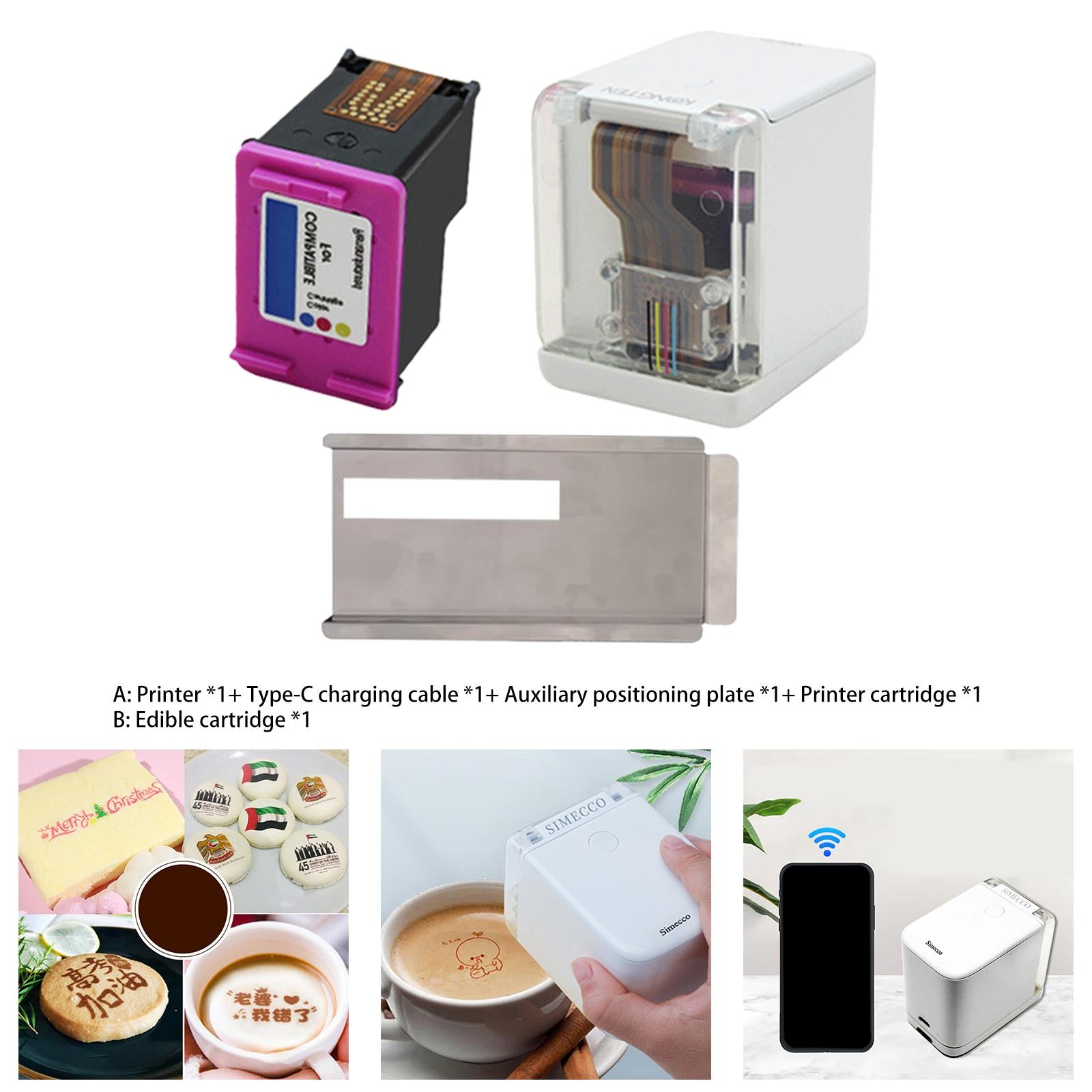 Handheld Mini Edible Ink Portable Jet Food Printer for Coffee Bread Cake Food Printer Kit