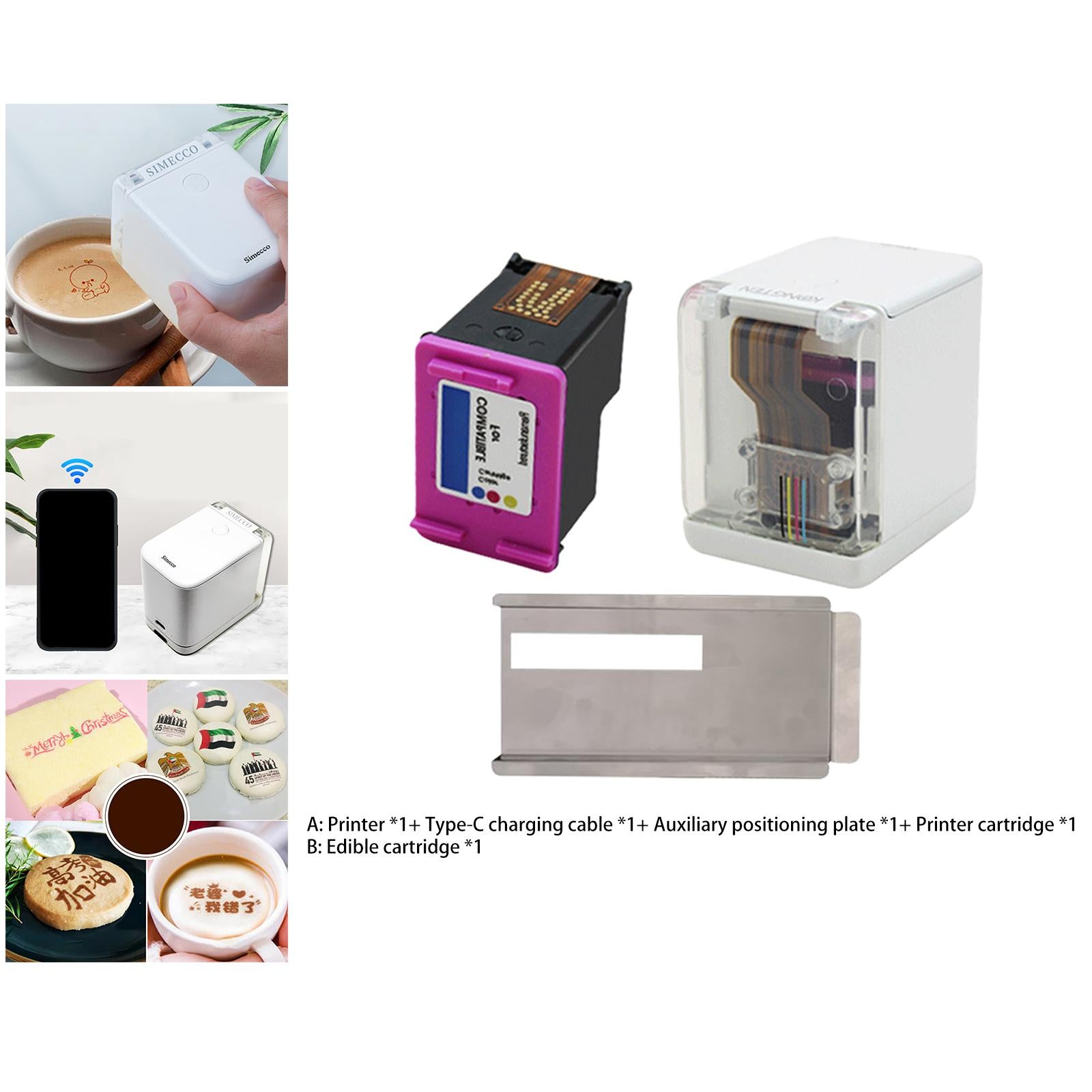 Handheld Mini Edible Ink Portable Jet Food Printer for Coffee Bread Cake Food Printer Kit