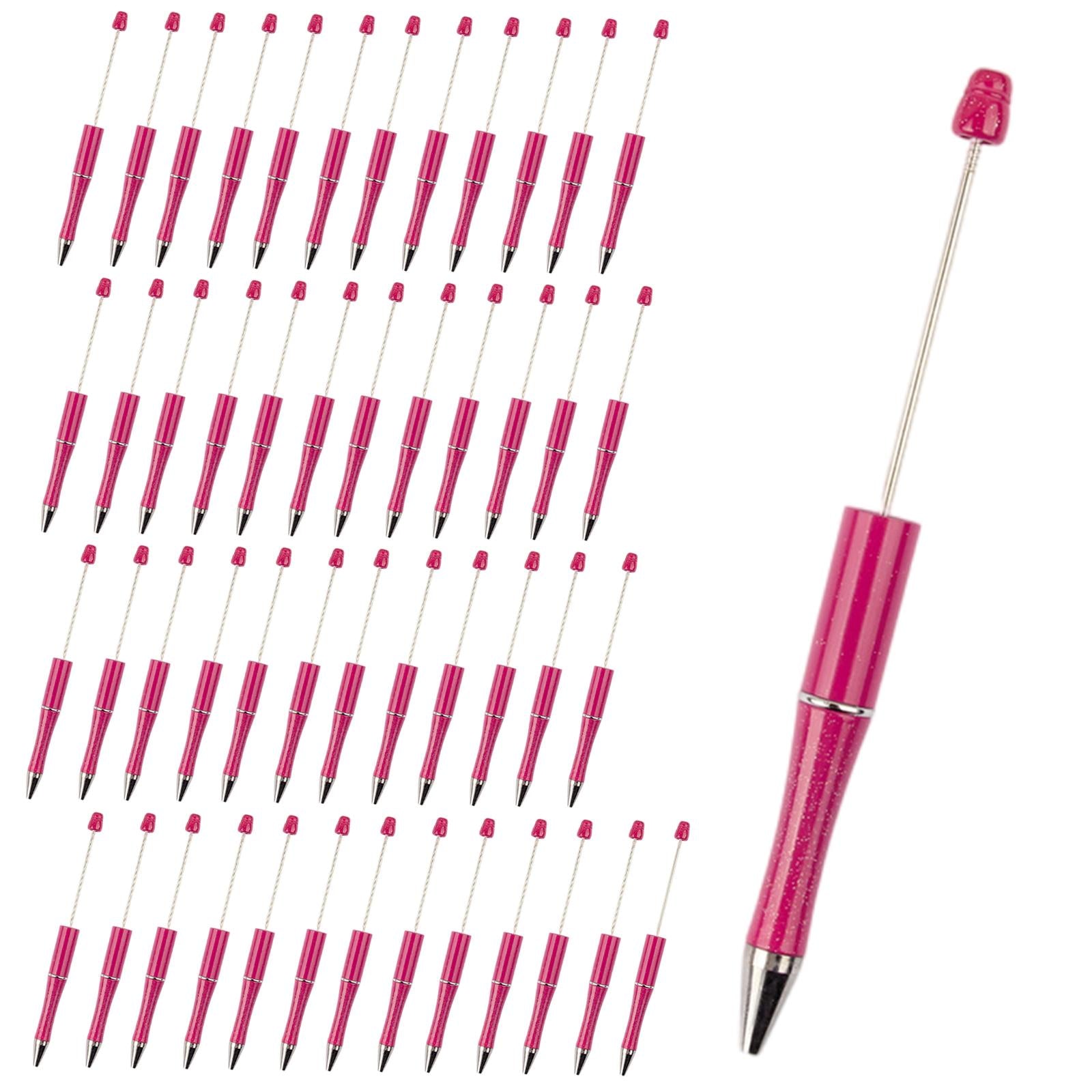 50x Bead Pens Ballpoint Pen Ball Pen for Office School  Rose Red