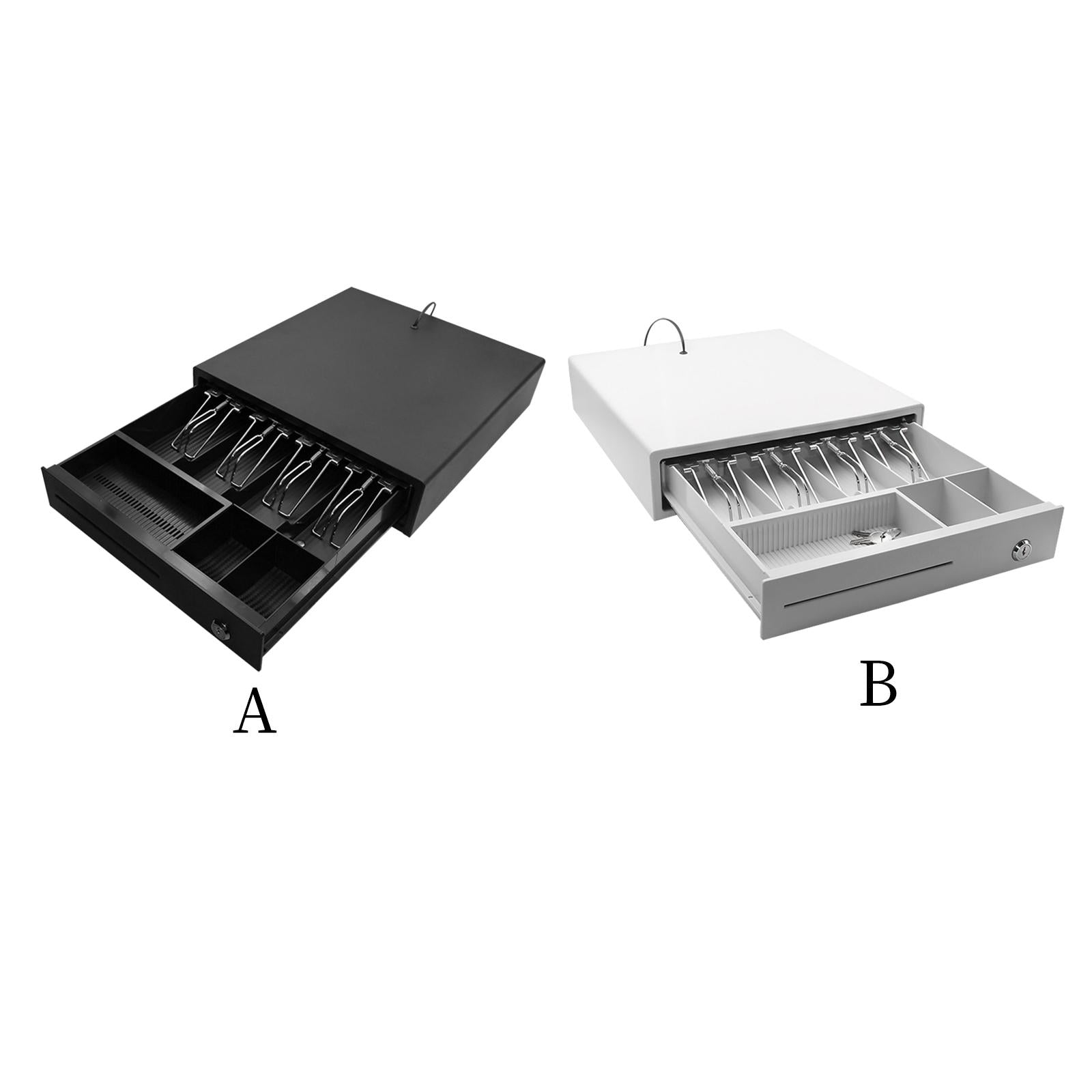Cash Drawer Box Cash Drawer Tray RJ11 Key Lock for Stores Shops Black