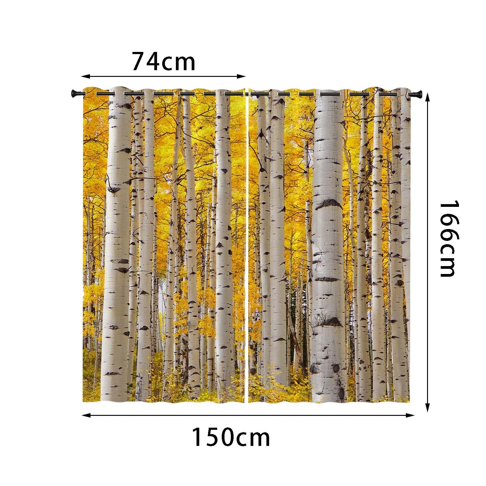 2 Panels Blackout Curtains Window Drapes Home Accents for Terrace Bedroom forest 150x166cm