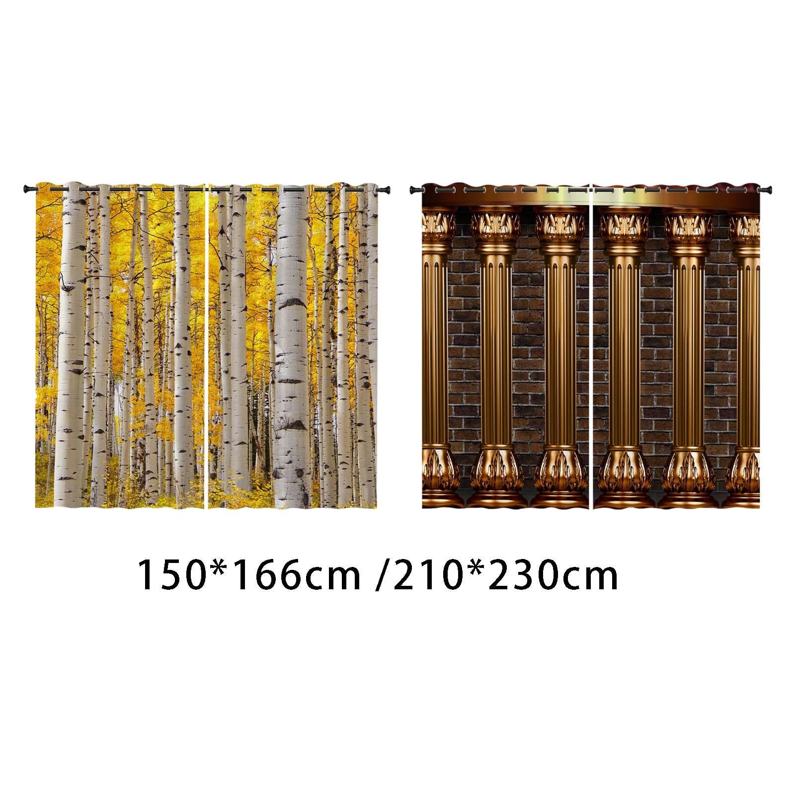 2 Panels Blackout Curtains Window Drapes Home Accents for Terrace Bedroom forest 150x166cm