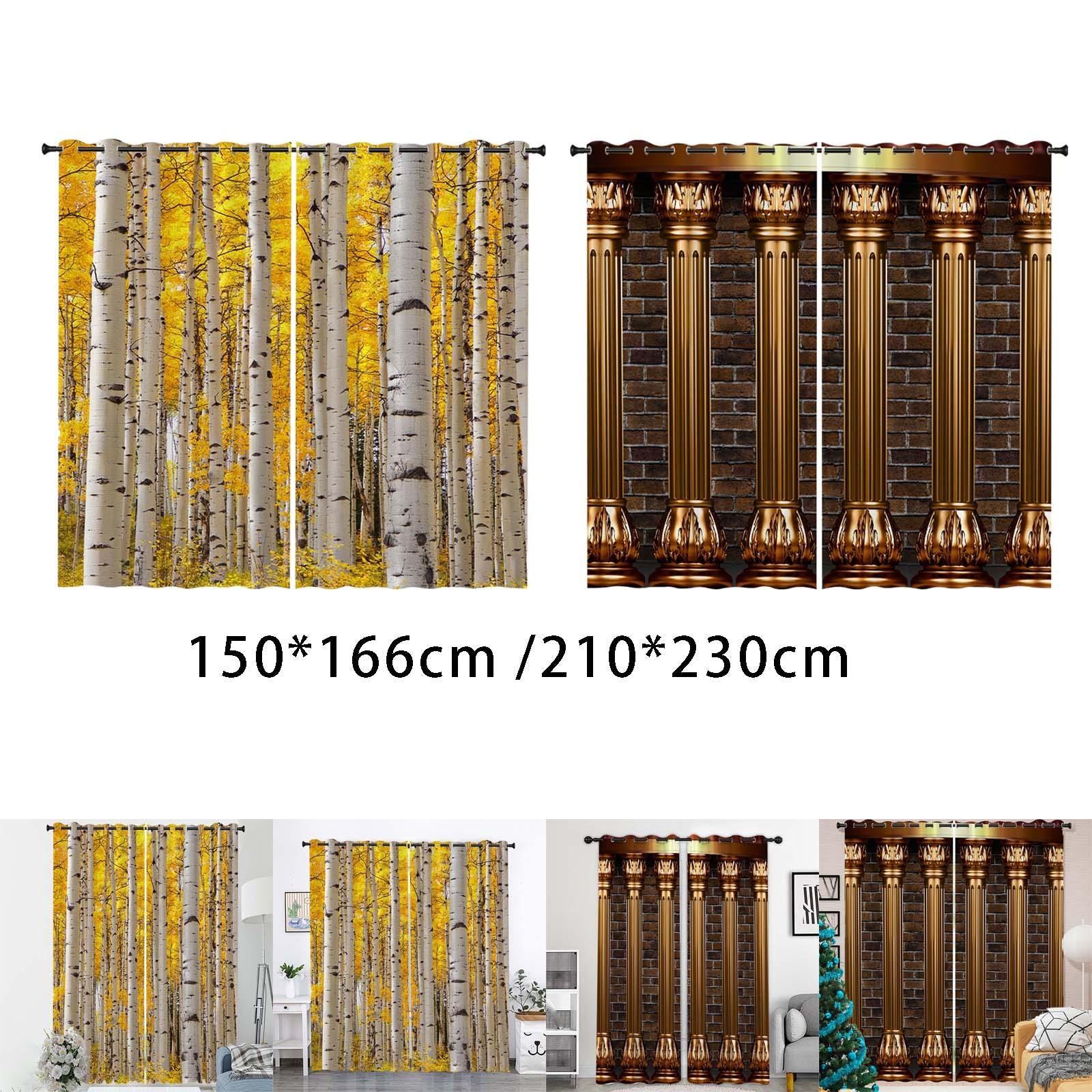 2 Panels Blackout Curtains Window Drapes Home Accents for Terrace Bedroom forest 150x166cm