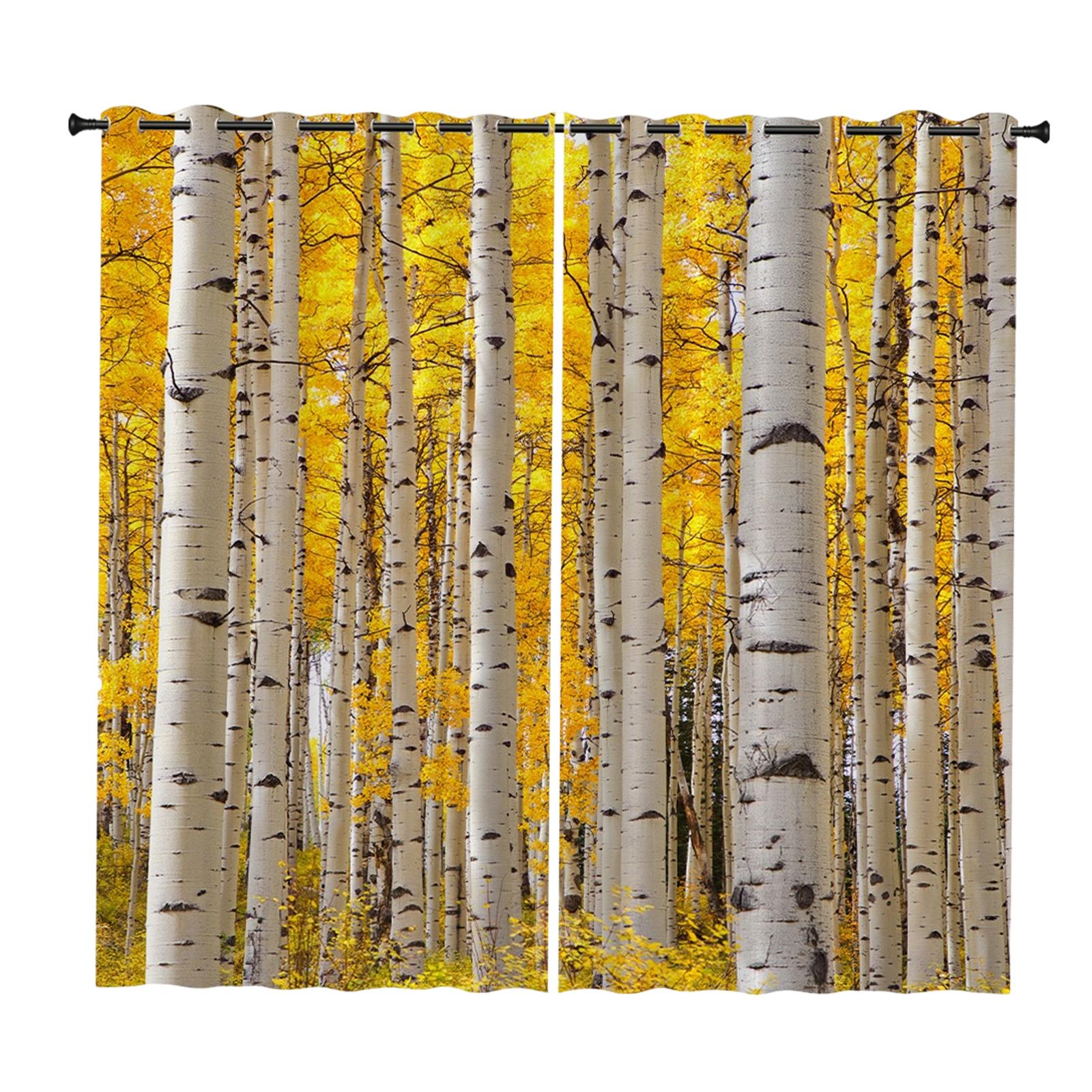 2 Panels Blackout Curtains Window Drapes Home Accents for Terrace Bedroom forest 150x166cm