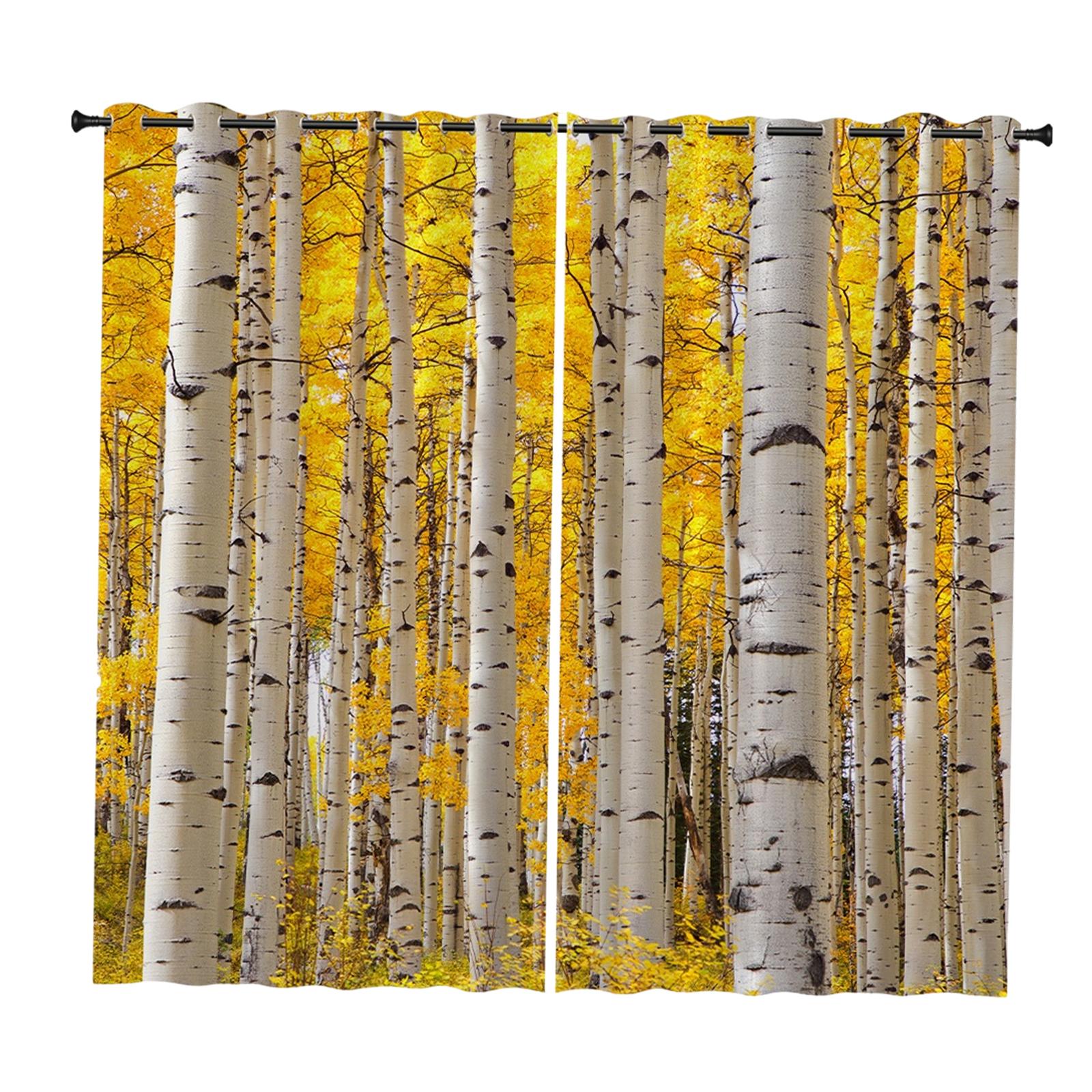 2 Panels Blackout Curtains Window Drapes Home Accents for Terrace Bedroom forest 210x230cm