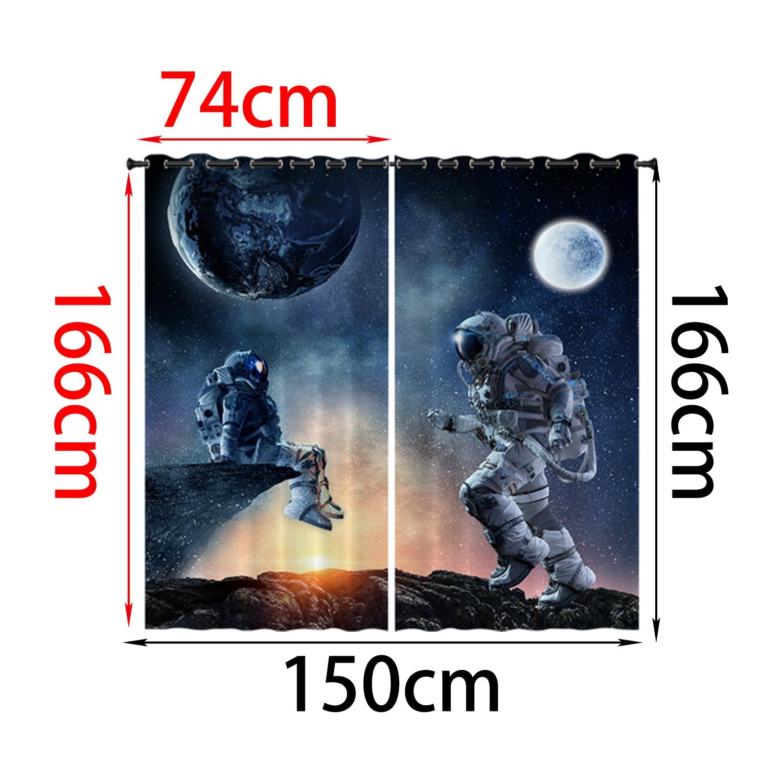 2x Waterproof Bath Curtain for Hotel Bedroom Living Room Astronaut 150x166cm