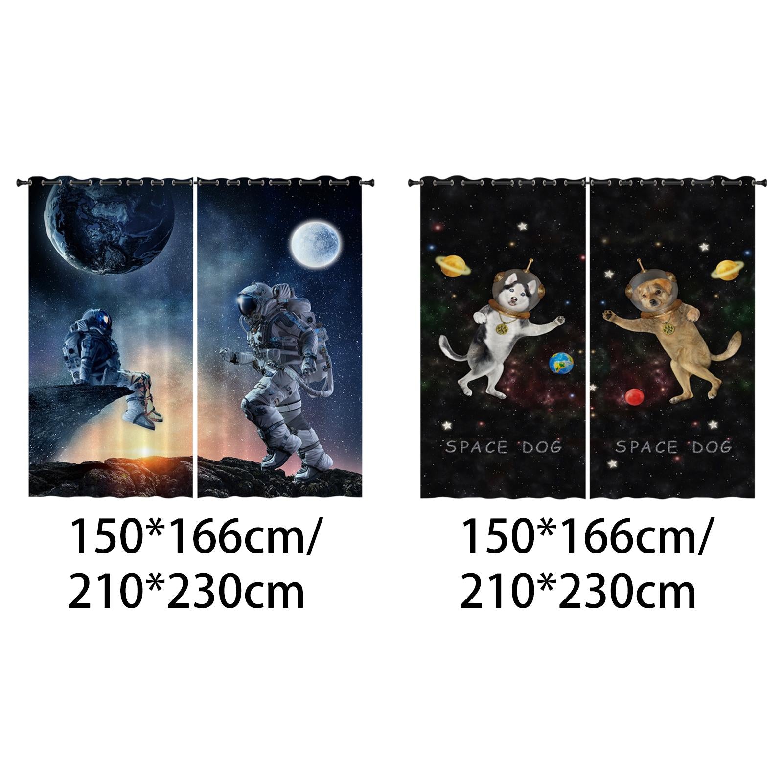 2x Waterproof Bath Curtain for Hotel Bedroom Living Room Astronaut 150x166cm