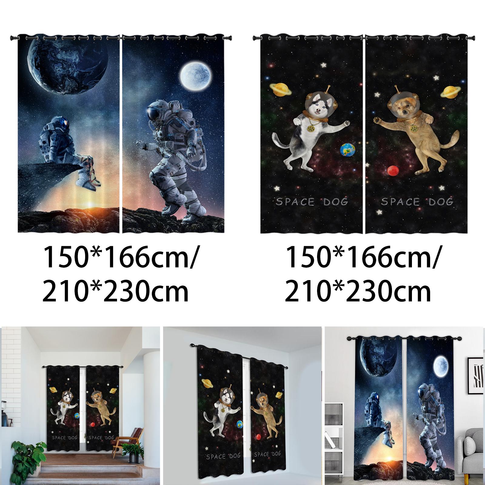 2x Waterproof Bath Curtain for Hotel Bedroom Living Room Astronaut 150x166cm