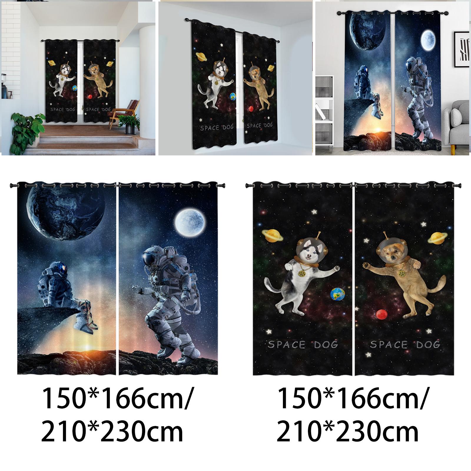 2x Waterproof Bath Curtain for Hotel Bedroom Living Room Astronaut 150x166cm