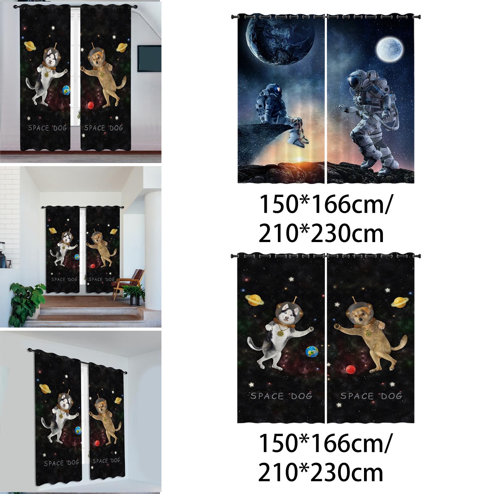 2x Waterproof Bath Curtain for Hotel Bedroom Living Room Astronaut 150x166cm