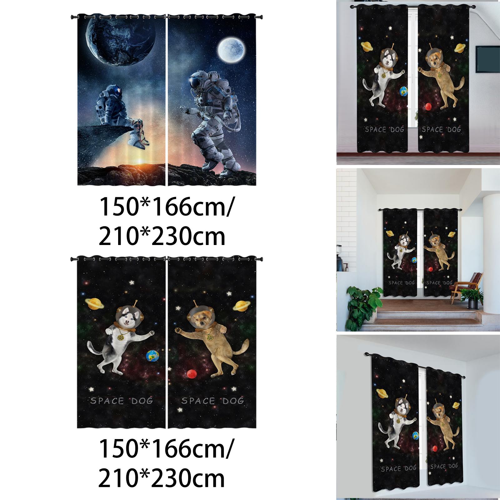 2x Waterproof Bath Curtain for Hotel Bedroom Living Room Astronaut 150x166cm