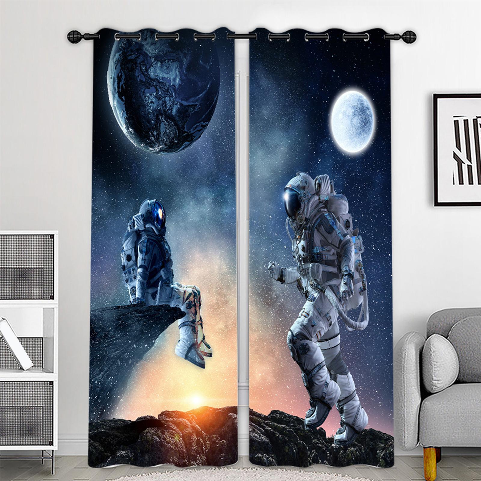 2x Waterproof Bath Curtain for Hotel Bedroom Living Room Astronaut 210x230cm