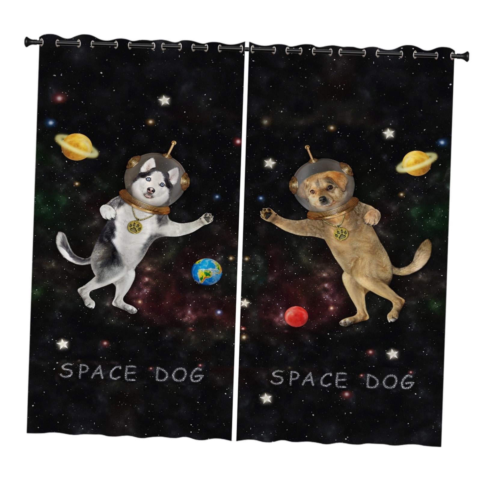2x Waterproof Bath Curtain for Hotel Bedroom Living Room Space Dog 150x166cm