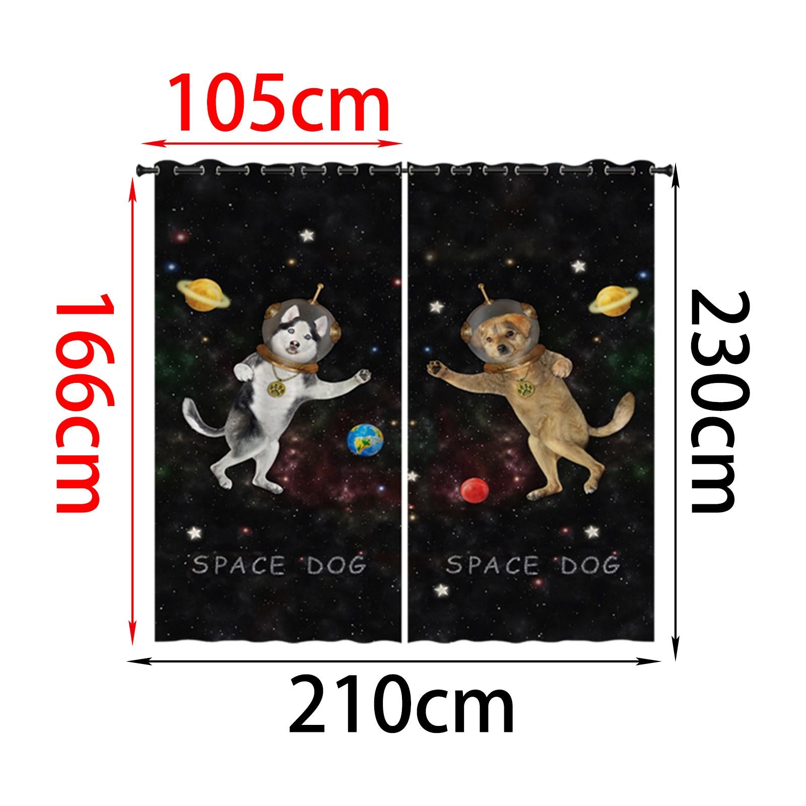 2x Waterproof Bath Curtain for Hotel Bedroom Living Room Space Dog 210x230cm