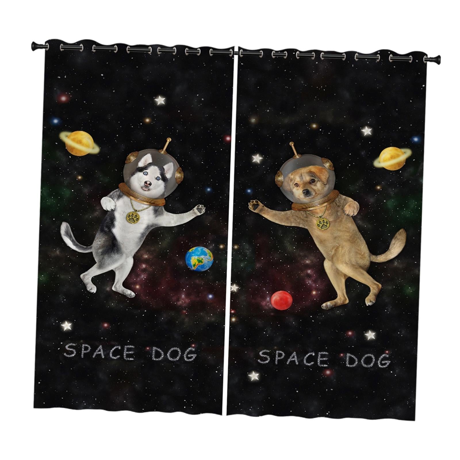 2x Waterproof Bath Curtain for Hotel Bedroom Living Room Space Dog 210x230cm