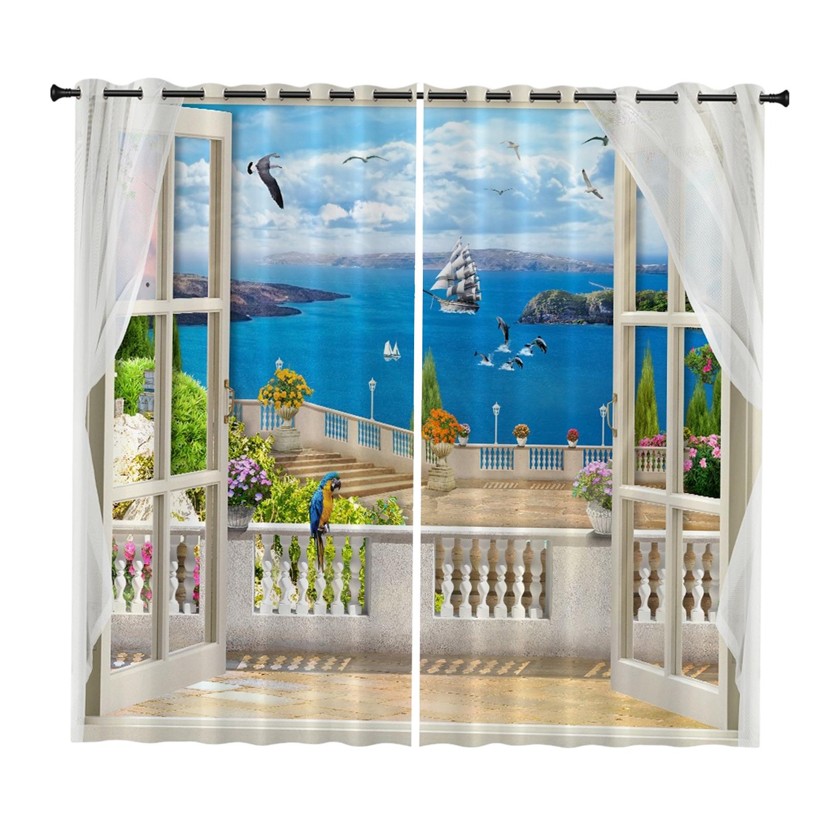 Window Curtains Curtains Drape for Bedroom Bathroom  Style 3 150x166cm