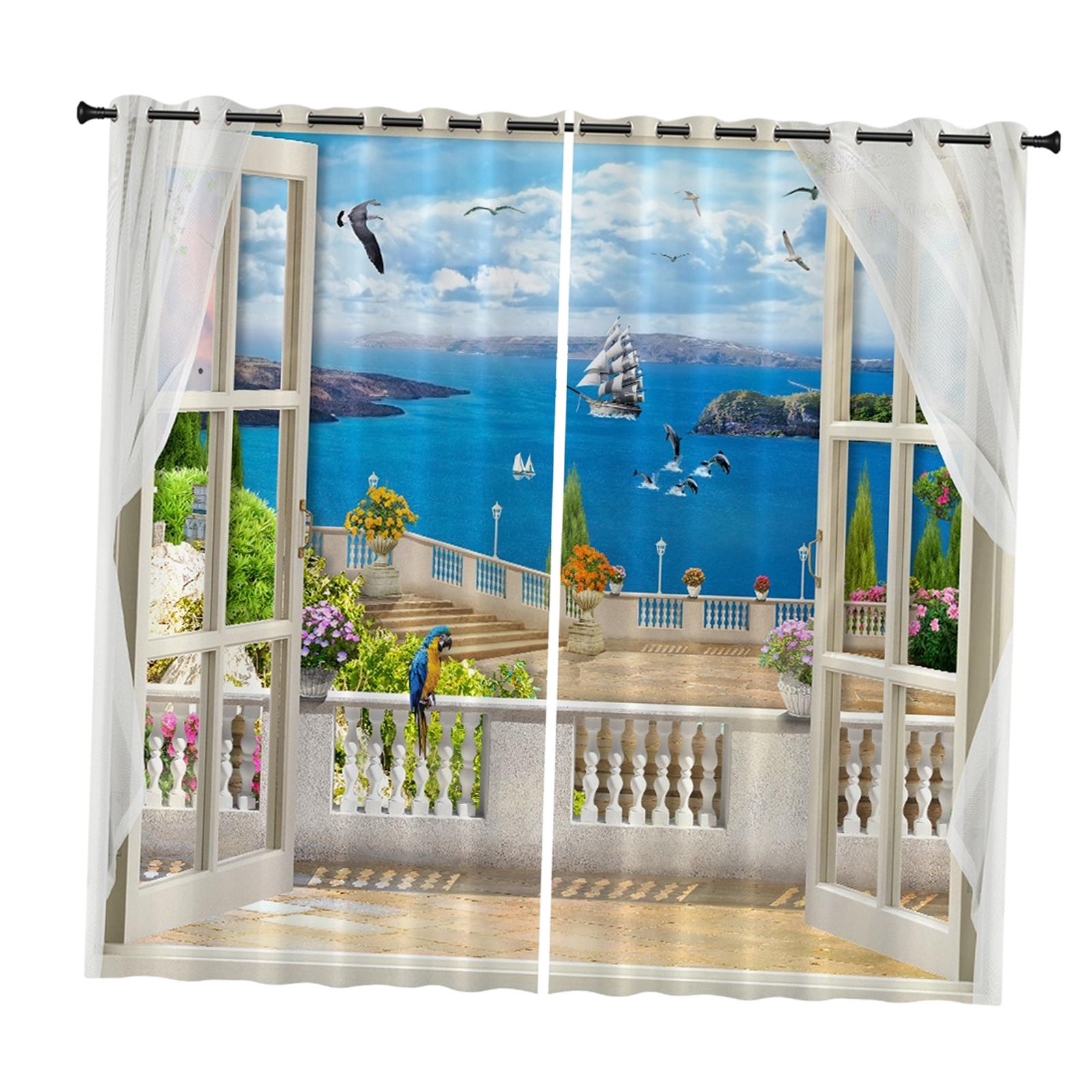 Window Curtains Curtains Drape for Bedroom Bathroom  Style 3 150x166cm