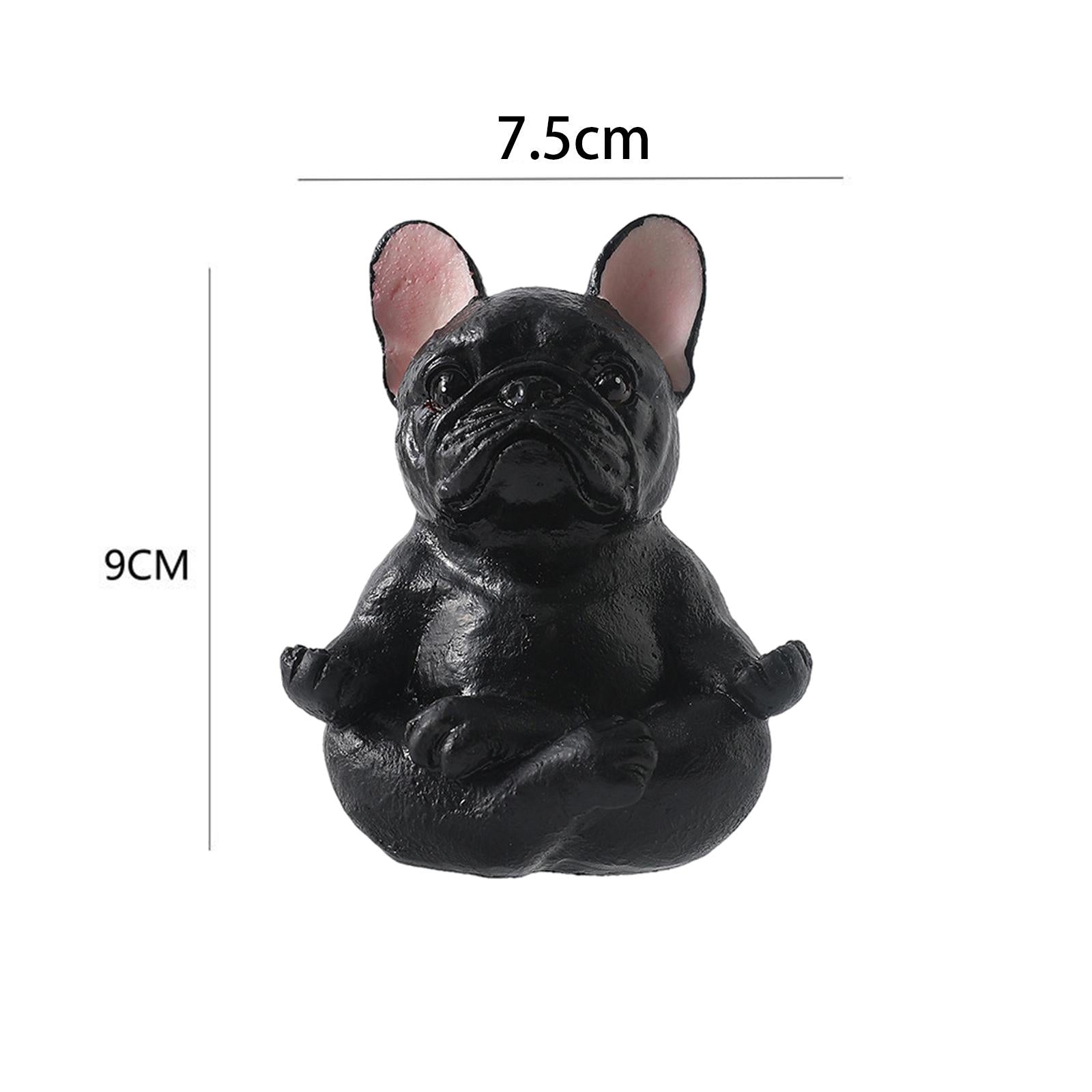 Simulation Bulldog Statue Yoga Dog Figurine Ornament Black 7.5x9cm