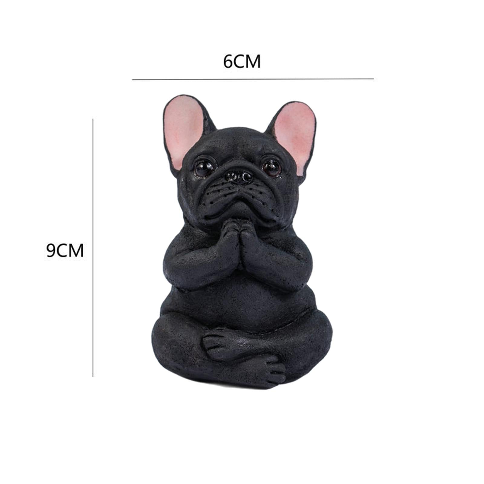 Simulation Bulldog Statue Yoga Dog Figurine Ornament Black 6x9cm