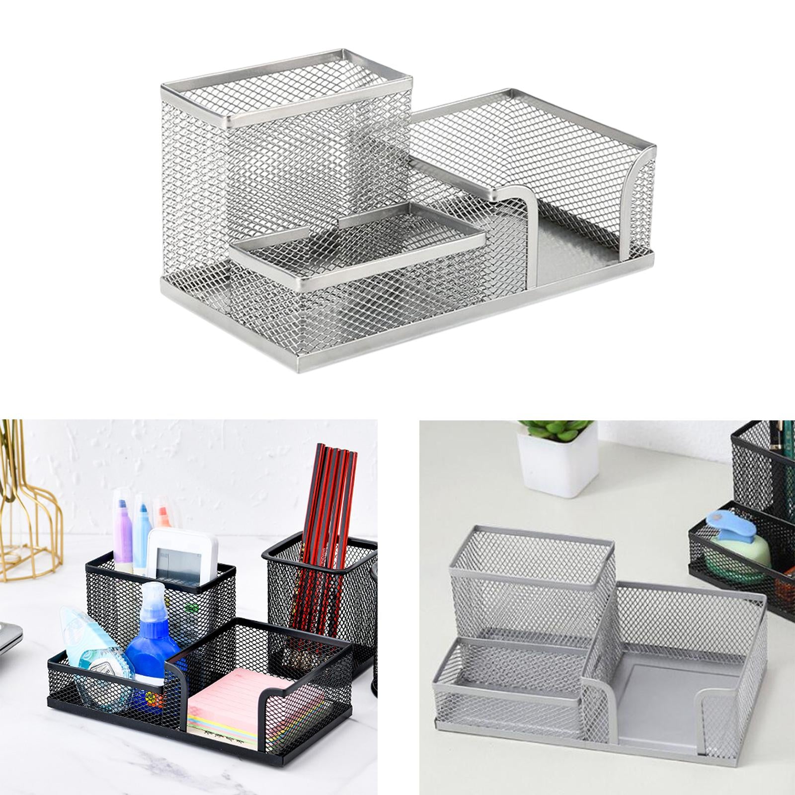 Pen Holder Desk Organizer Pen Cup Decor Supplies for Desktop Home Stationery Silver