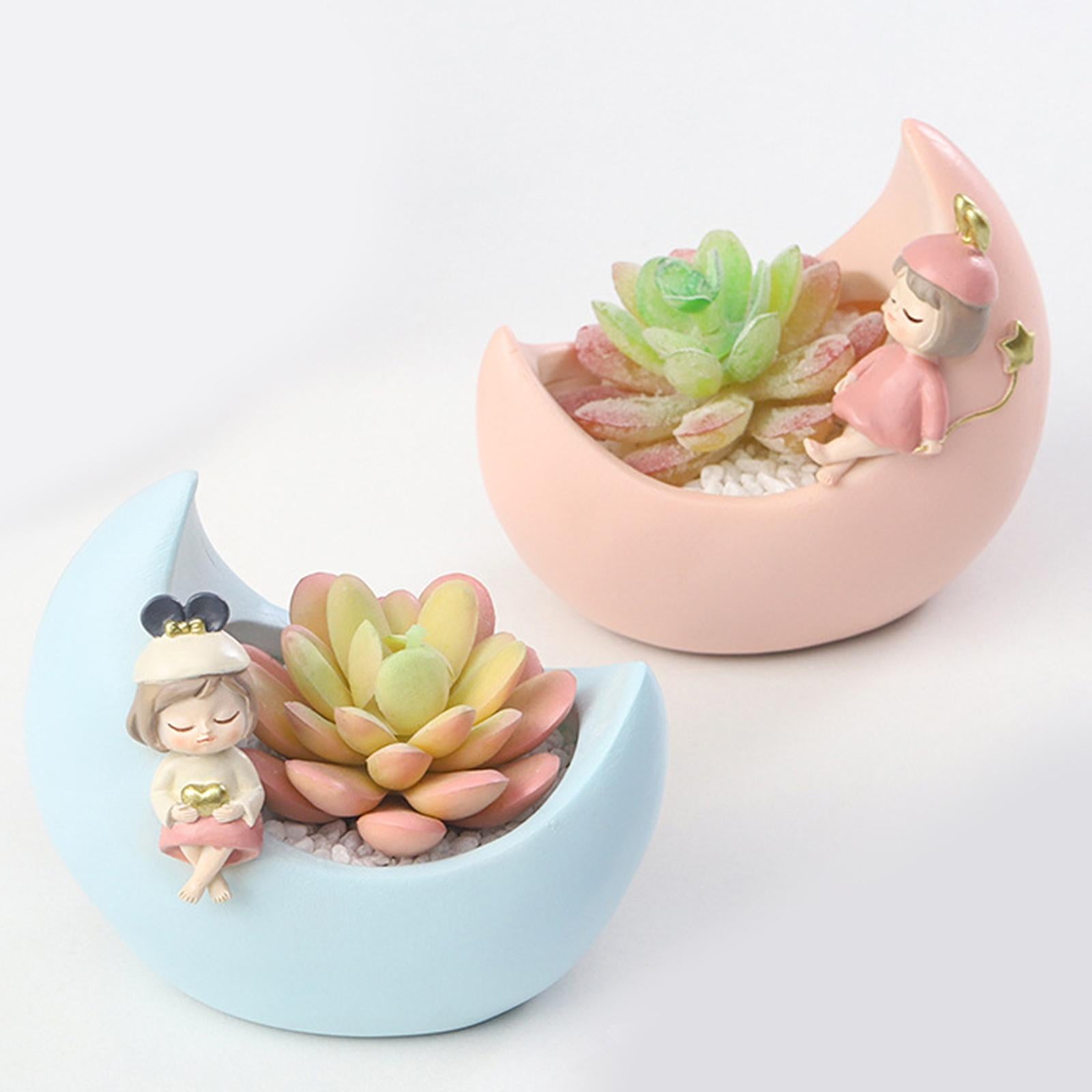 Succulent Planter Desktop Ornament Hand Painted for Outdoor Indoor Kitchen pink