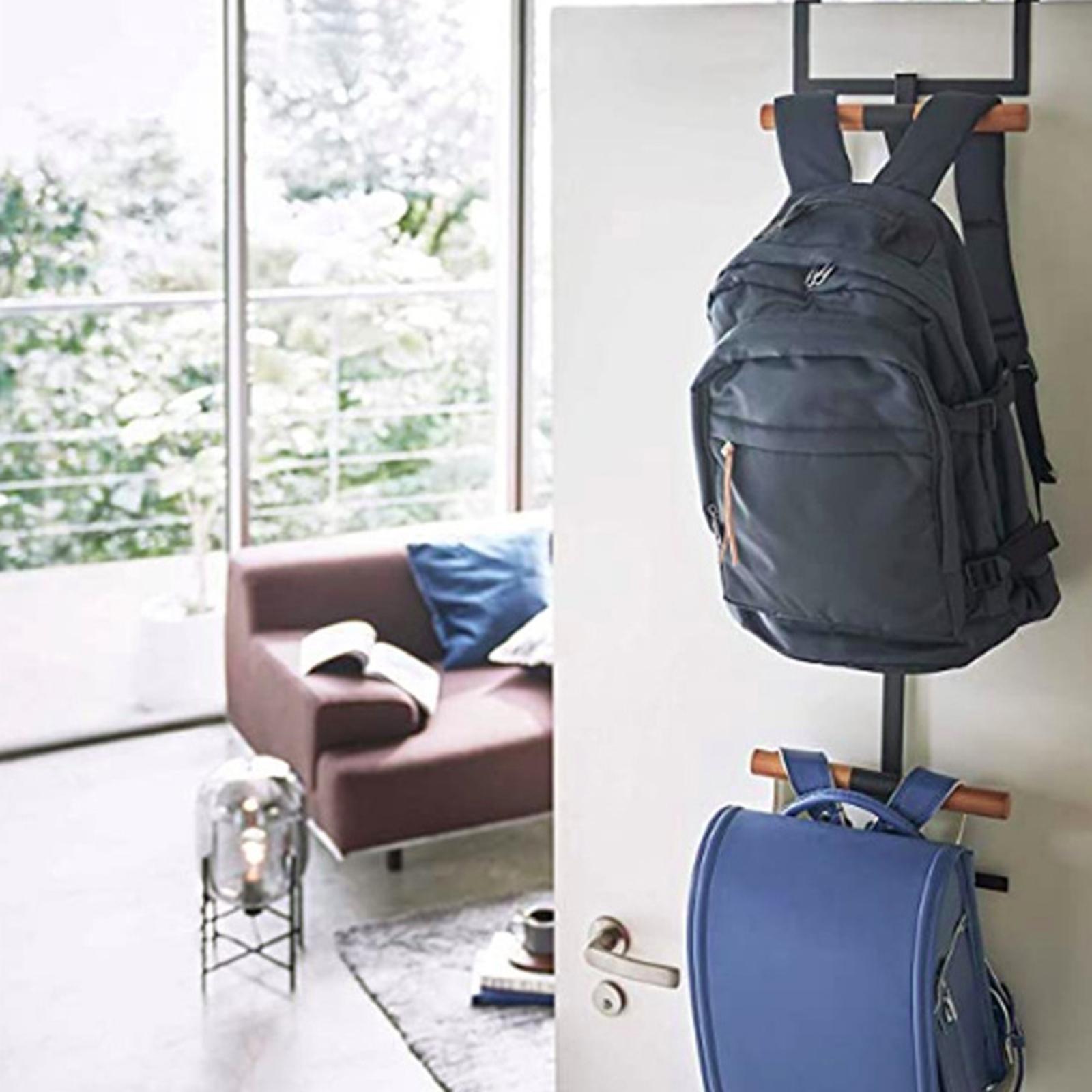 Over The Door Hanger for Shool Bag Sturdy for Bathroom Living Room Black