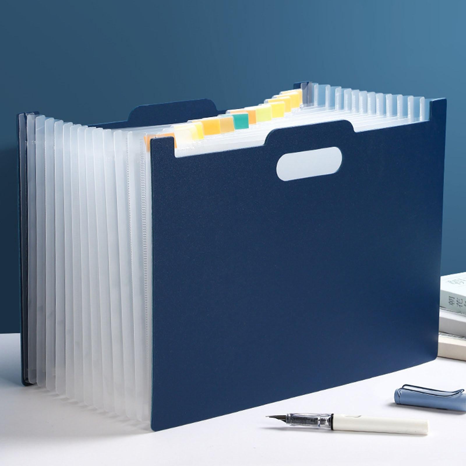 A4 File Folder Expanding Accordian File Organizer for Office Dark Blue