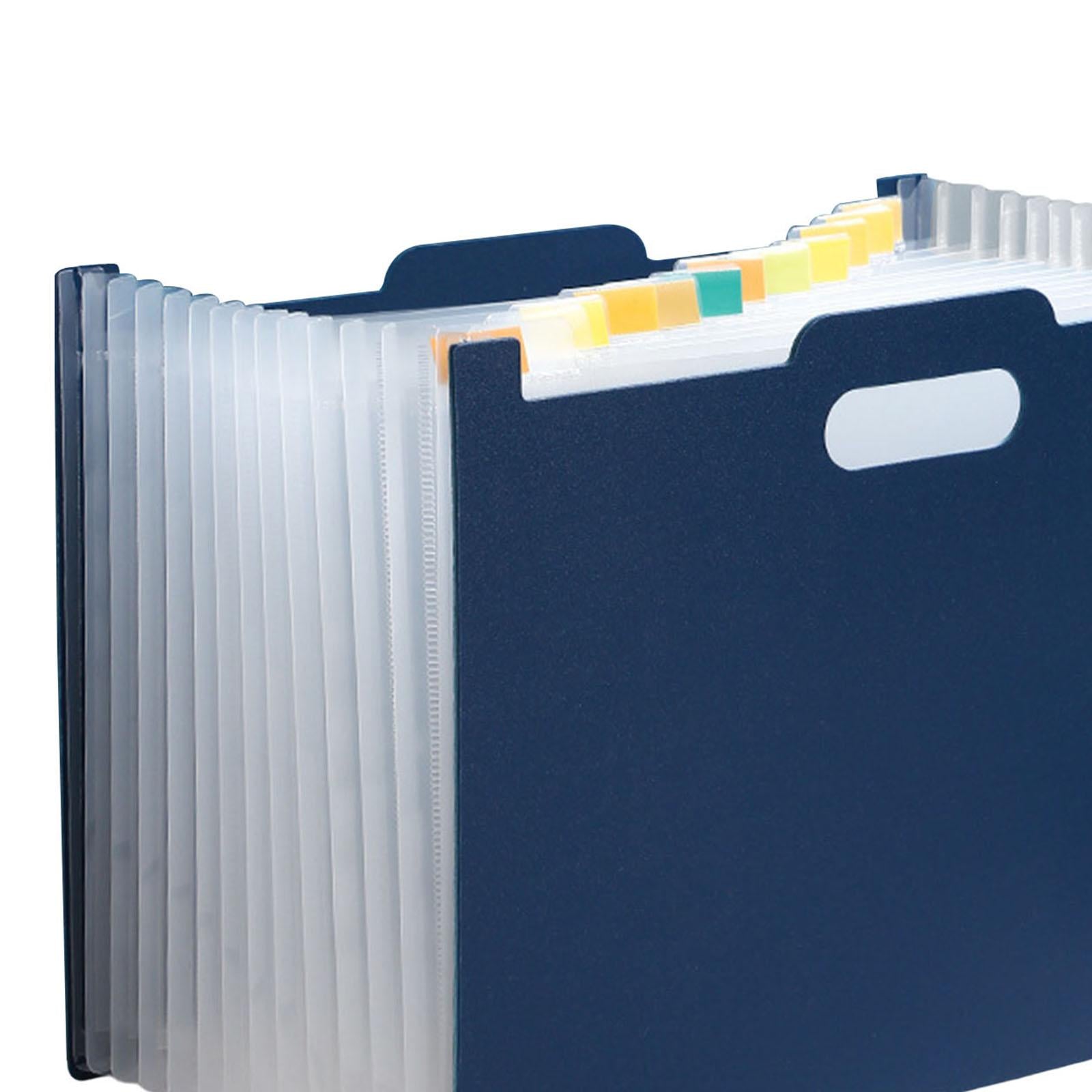 A4 File Folder Expanding Accordian File Organizer for Office Dark Blue