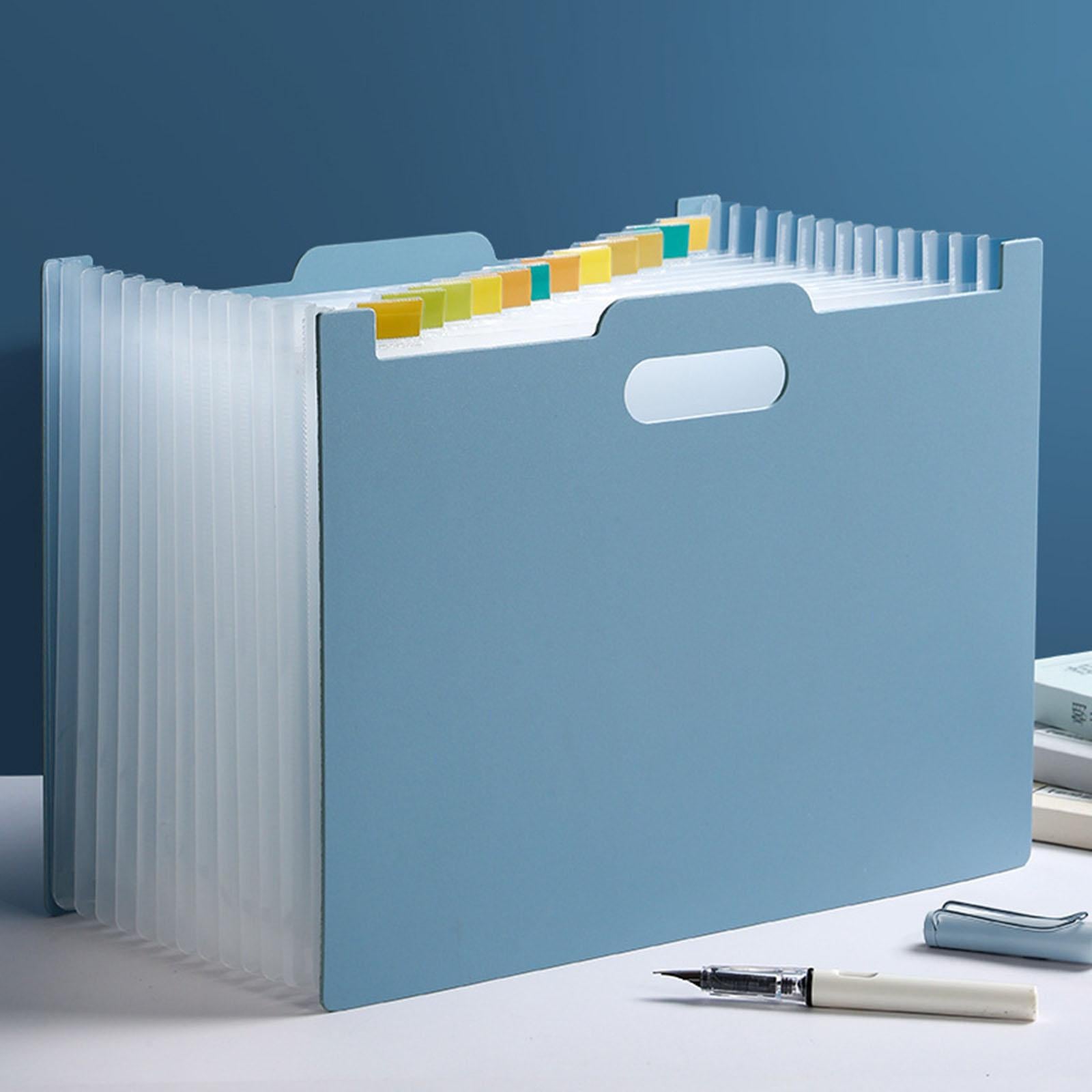 A4 File Folder Expanding Accordian File Organizer for Office Light Blue