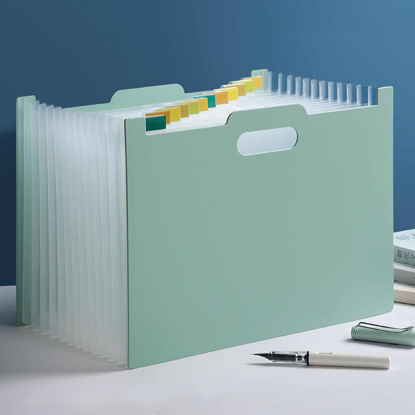 A4 File Folder Expanding Accordian File Organizer for Office Light Green