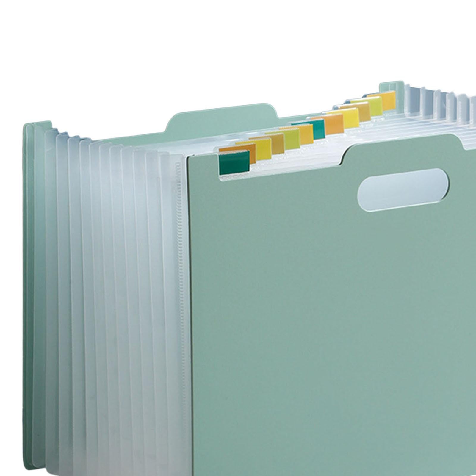 A4 File Folder Expanding Accordian File Organizer for Office Light Green