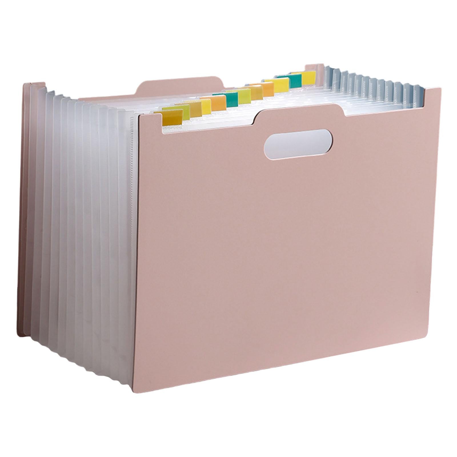 A4 File Folder Expanding Accordian File Organizer for Office Light Pink